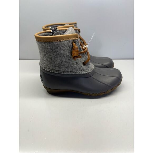 Sperry Top Sider Saltwater Kids Size 10M Duck Rain Boots Wool Gray STL163900 - Picture 1 of 8